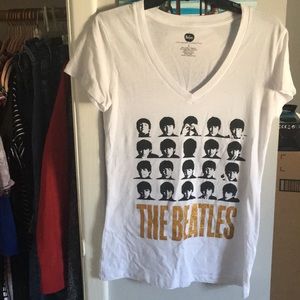 The Beatles white v-neck